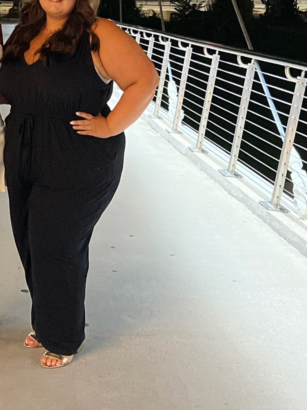 Old Navy Black Sleeveless V-Neck Jumpsuit with Waist Tie